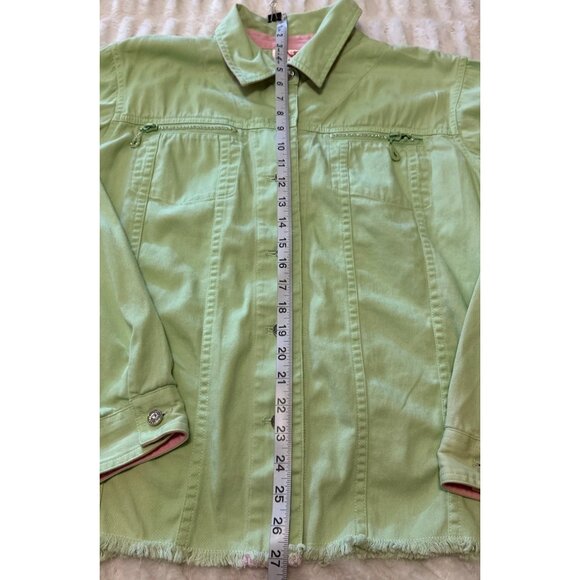 Quaker Factory Light Green Button-Down Jacket Cotton Blend Women's Size M (READ) - Picture 7 of 16